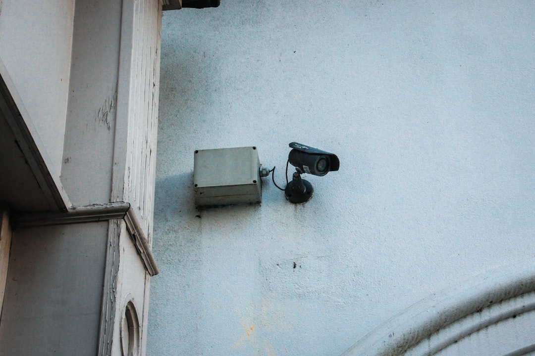 Security camera on wall